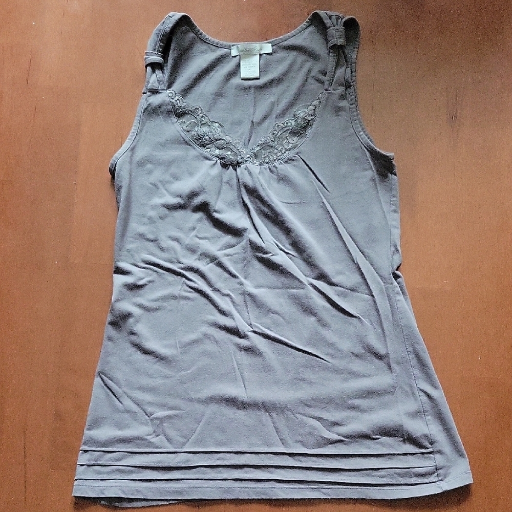 Charlotte Russe Charcoal Tank with Lace Detail